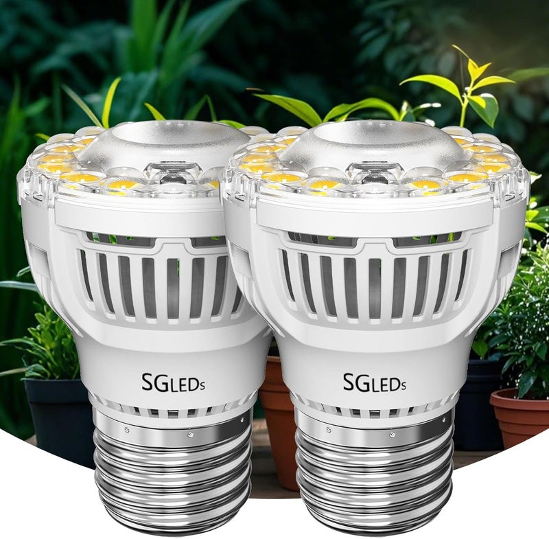 SGLEDs Grow Light Bulbs for Indoor Growing, A15 7W LED Grow Lights for Indoor Plants Seed Starting, High PPFD, Full Spectrum 60W Equivalent E26 Base, 2 Pack - Image 1